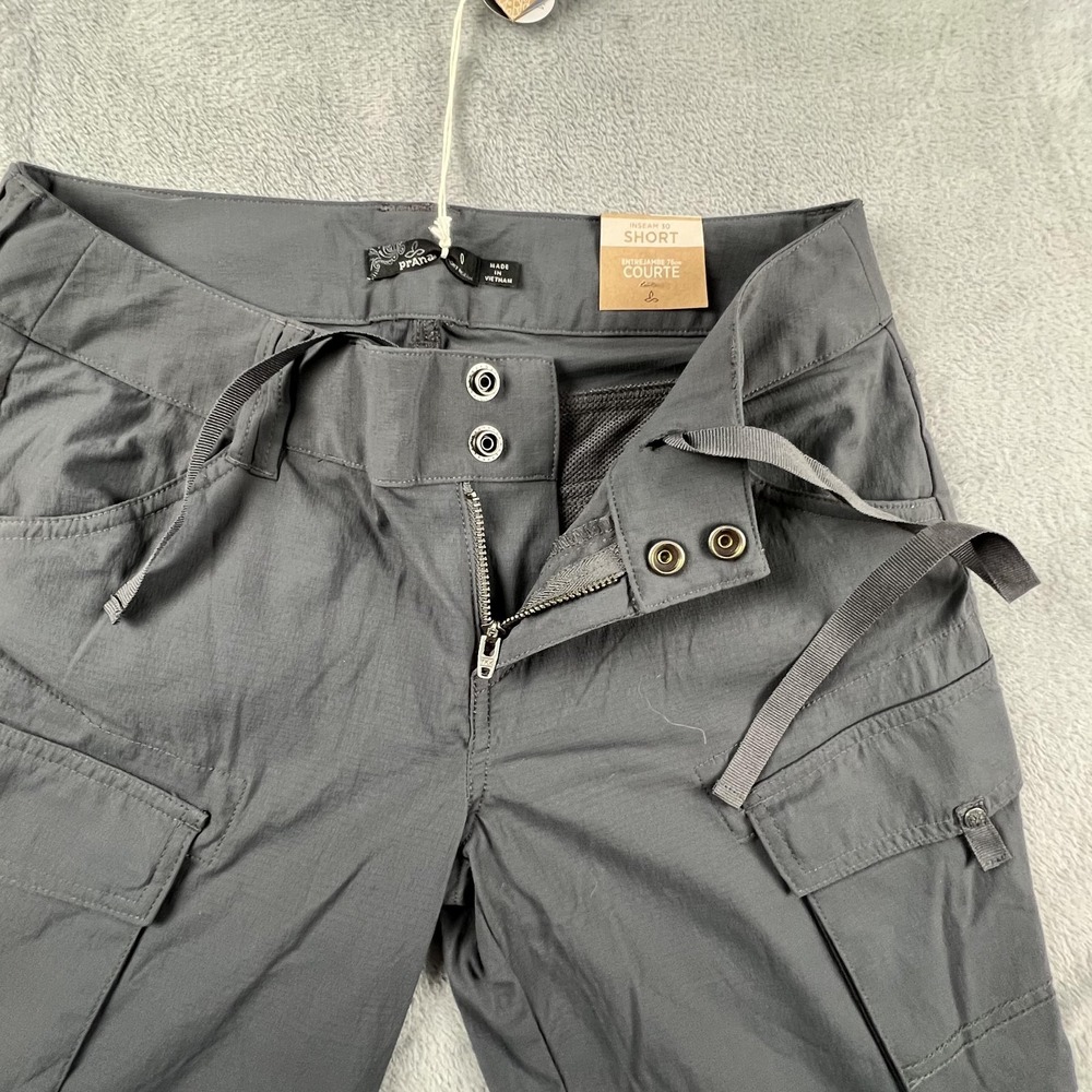 PrAna Sage Convertible Pants Womens 0 Gray Coal Hiking Travel Quick Dry Stretch - Picture 8 of 16